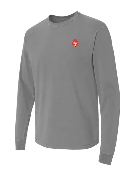 Comfort Colors Garment-Dyed Medium Grey Heavyweight Long Sleeve T-Shirt w/Neill Gas Logo