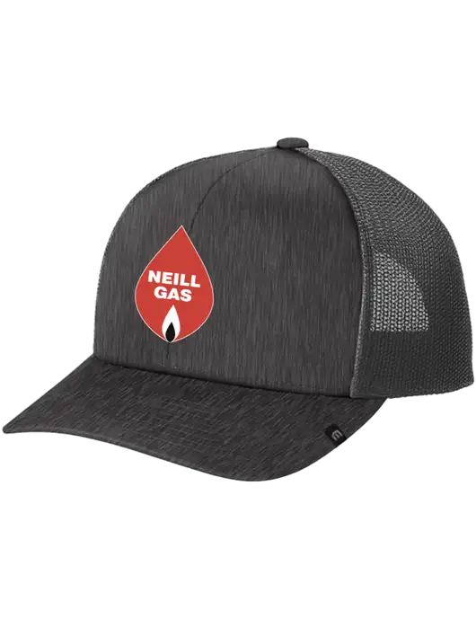 TravisMathew Very Dark Grey Heather Cruz Trucker Cap w/Neill Gas Logo