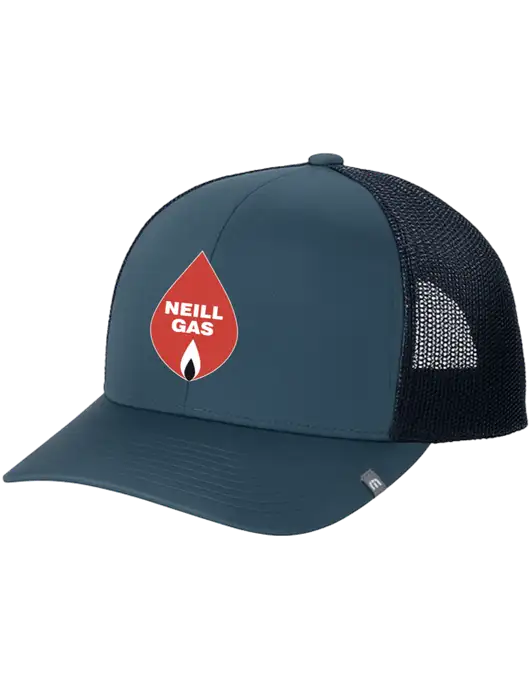 TravisMathew Dark Slate Blue Cruz Trucker Cap w/Neill Gas Logo