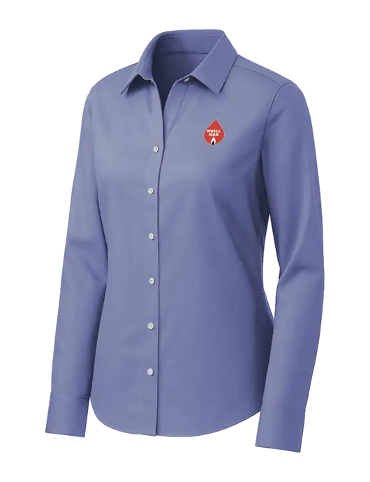 Brooks Brothers Womens Royal Blue Wrinkle-Free Stretch Pinpoint Shirt w/Neill Gas Logo