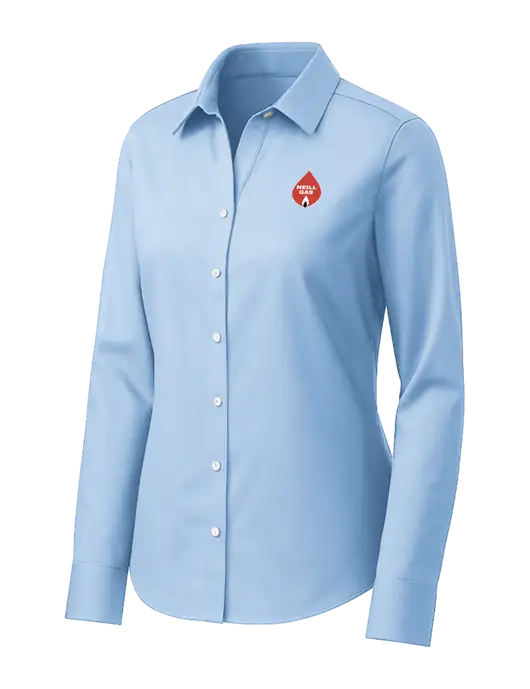 Brooks Brothers Womens Light Blue Wrinkle-Free Stretch Pinpoint Shirt w/Neill Gas Logo