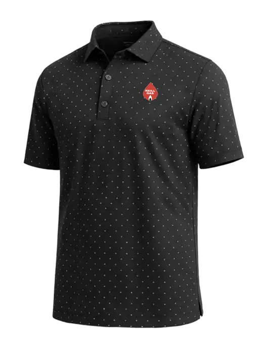 Callaway Micro Chev Black Print Polo w/Neill Gas Logo