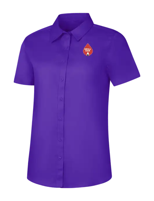 Womens Purple Short Sleeve Superpro React Twill Shirt w/Neill Gas Logo