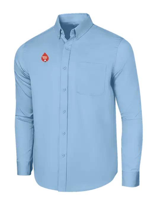 Long Sleeve Light Blue Superpro React Twill Shirt w/Neill Gas Logo