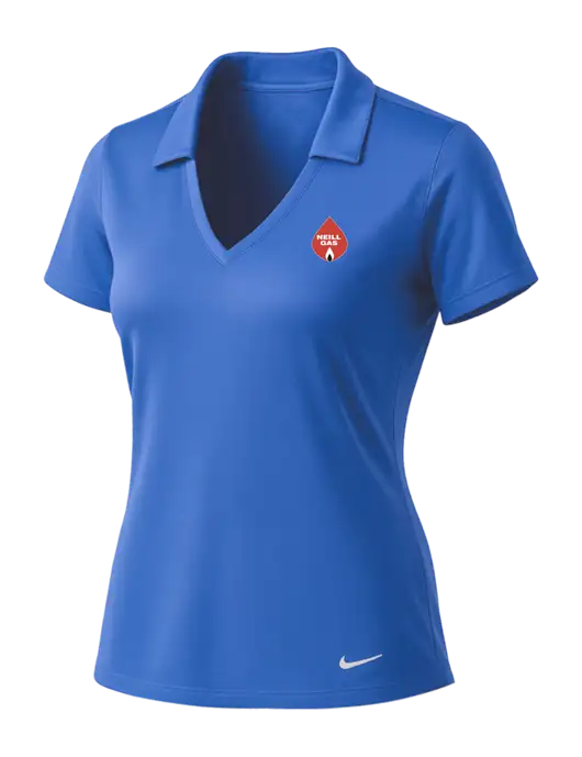 NIKE Light Royal Womens Dri-Fit Vertical Mesh Polo w/Neill Gas Logo