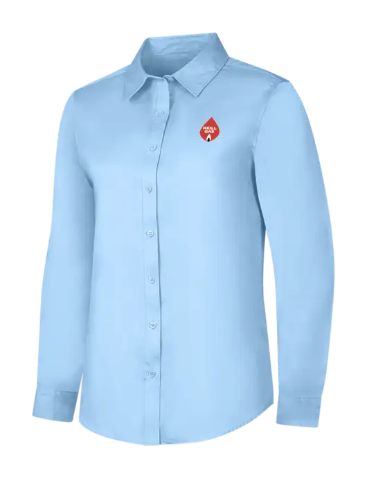 Womens Light Blue Long Sleeve Superpro React Twill Shirt w/Neill Gas Logo