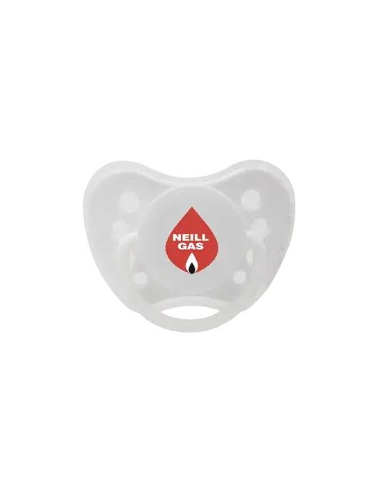 Silicone White Pacifier with Clear Cover w/Neill Gas Logo