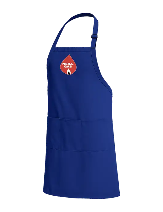 Easy Care Extra Long Bib Dark Royal Apron with Stain Release w/Neill Gas Logo