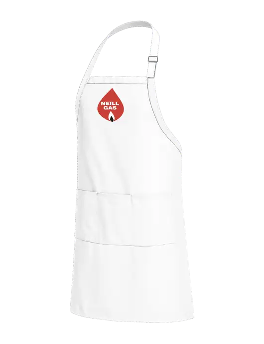 Easy Care Extra Long Bib White Apron with Stain Release w/Neill Gas Logo