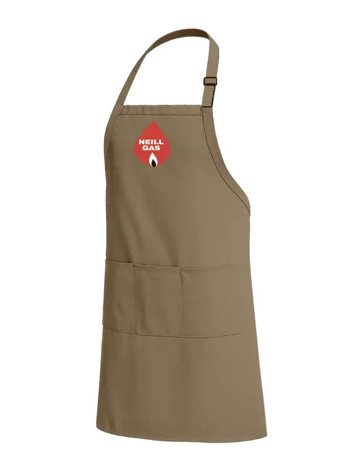 Easy Care Extra Long Bib Dark Tan Apron with Stain Release w/Neill Gas Logo