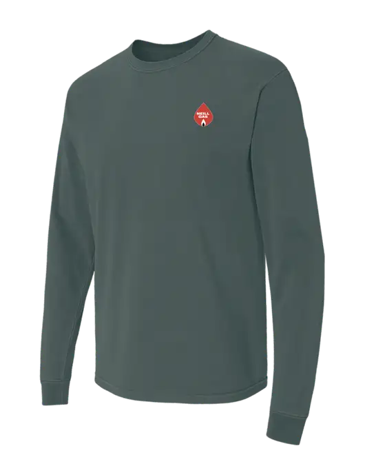Comfort Colors Garment-Dyed Dark Green Heather Heavyweight Long Sleeve T-Shirt w/Neill Gas Logo