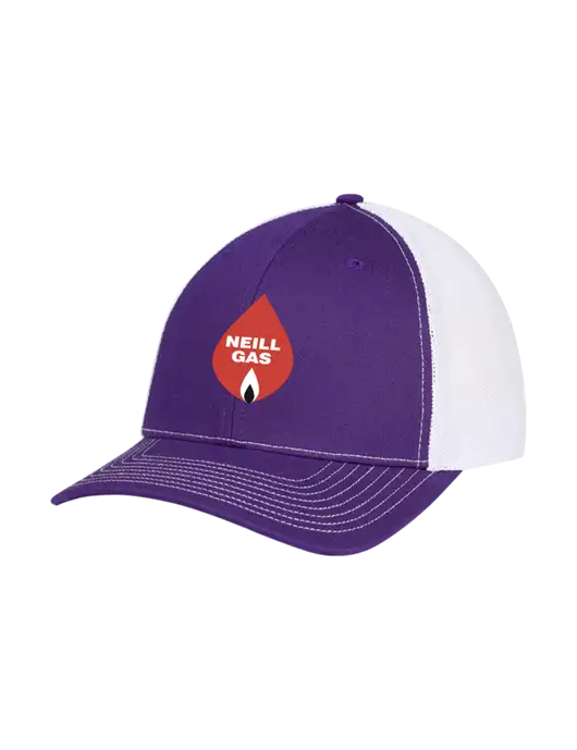 Richardson Adjustable Snapback Original 112 Trucker Cap Purple w/White Mesh w/Neill Gas Logo