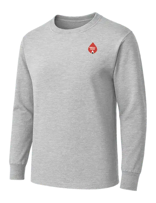 Light Grey Heather Heavyweight Long Sleeve 6.1 oz T-Shirt w/Neill Gas Logo