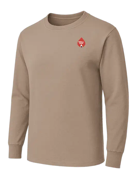 Dark Tan Heavyweight Long Sleeve 6.1 oz T-Shirt w/Neill Gas Logo