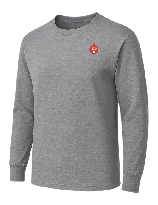 Medium Grey Heather Heavyweight Long Sleeve 6.1 oz T-Shirt w/Neill Gas Logo