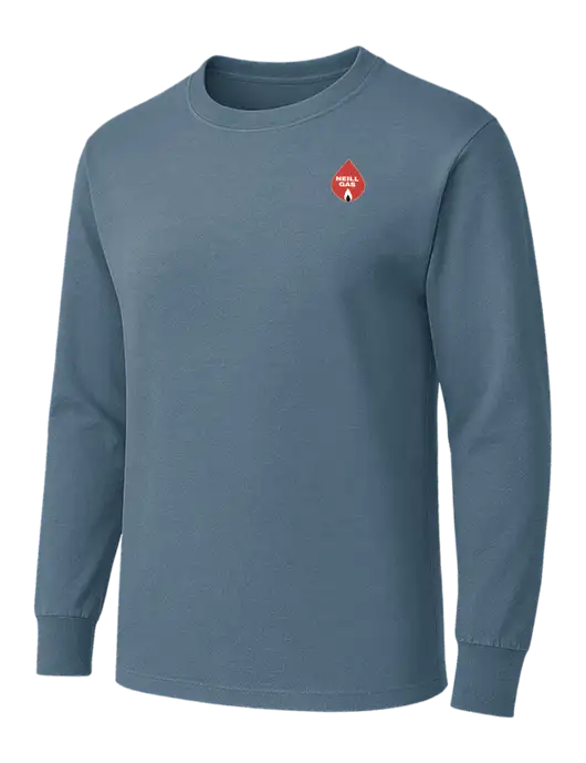 Slate Blue Heavyweight Long Sleeve 6.1 oz T-Shirt w/Neill Gas Logo