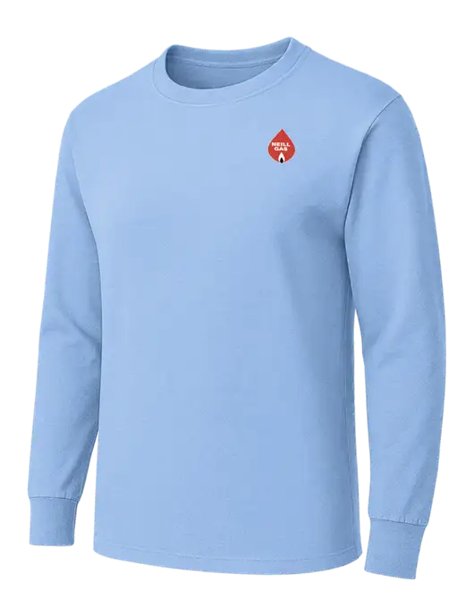Light Blue Heavyweight Long Sleeve 6.1 oz T-Shirt w/Neill Gas Logo