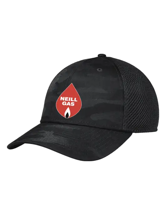 New Era Tonal Dark Grey Camo Stretch Tech Mesh Cap w/Neill Gas Logo