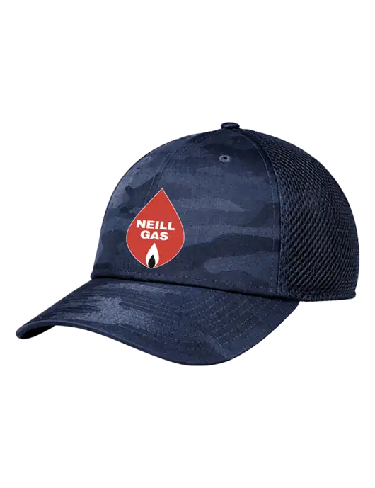 New Era Tonal Navy Camo Stretch Tech Mesh Cap w/Neill Gas Logo
