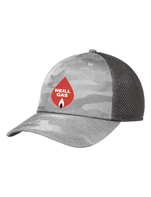 New Era Tonal Light Grey Camo Stretch Tech Mesh Cap w/Neill Gas Logo