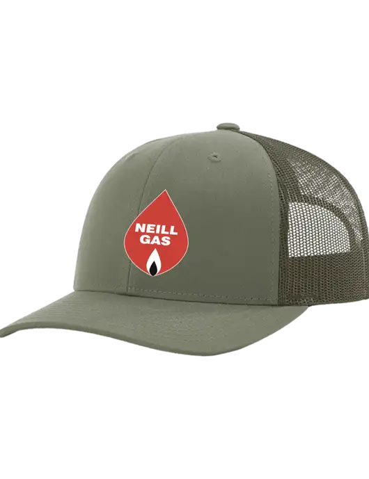 Richardson Adjustable Snapback Original 112 Trucker Cap Medium Olive w/Medium Olive Mesh w/Neill Gas Logo