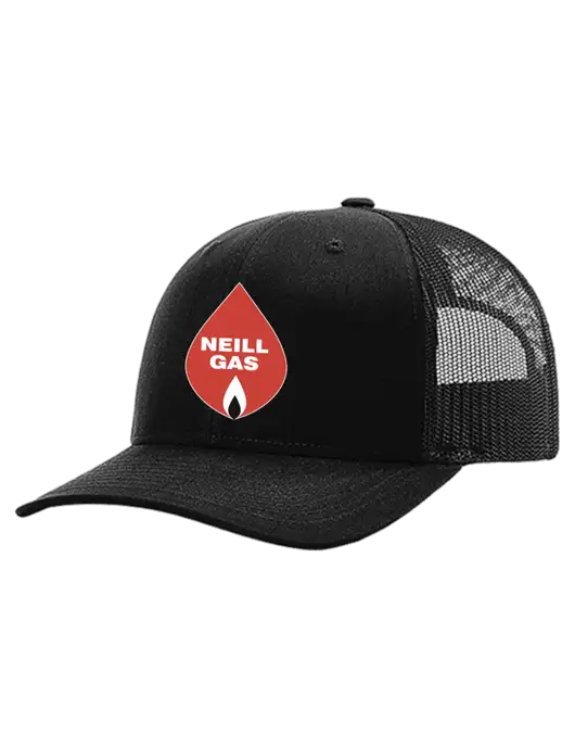 Richardson 112+ R-Flex Black Trucker Cap w/Black Mesh w/Neill Gas Logo