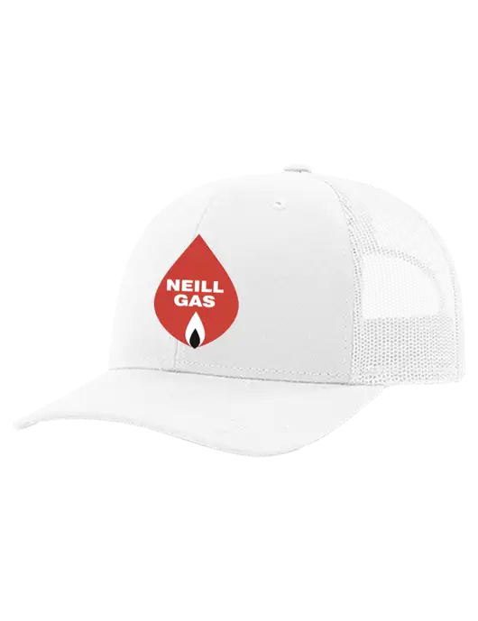 Richardson 112+ R-Flex White Trucker Cap w/White Mesh w/Neill Gas Logo