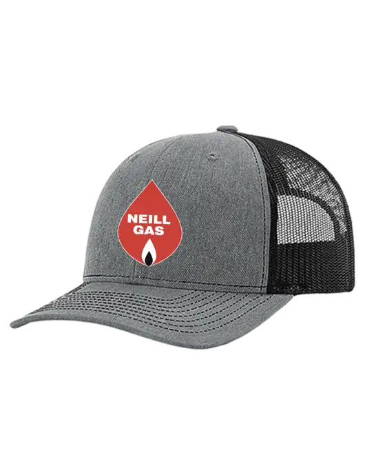 Richardson 112+ R-Flex Medium Grey Heather Trucker Cap w/Black Mesh w/Neill Gas Logo