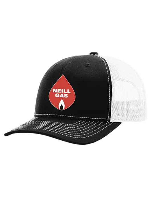 Richardson 112+ R-Flex Black Trucker Cap w/White Mesh w/Neill Gas Logo
