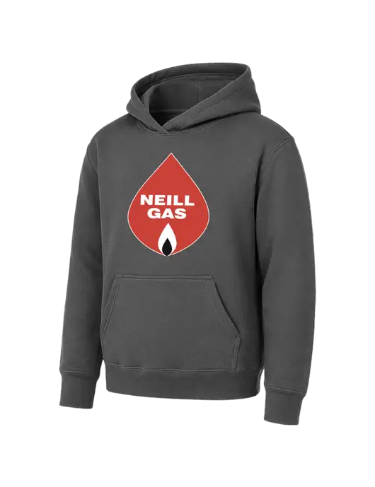 Youth Charcoal 7.8 oz Pullover Hooded Sweatshirt w/Neill Gas Logo