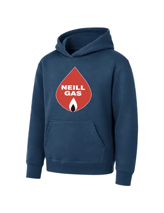 Youth Navy 7.8 oz Pullover Hooded Sweatshirt w/Neill Gas Logo