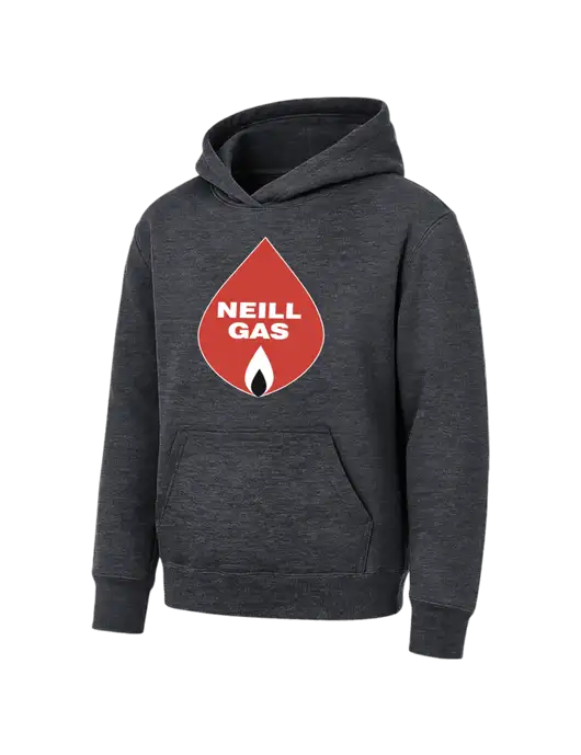 Youth Dark Heather Grey 7.8 oz Pullover Hooded Sweatshirt w/Neill Gas Logo