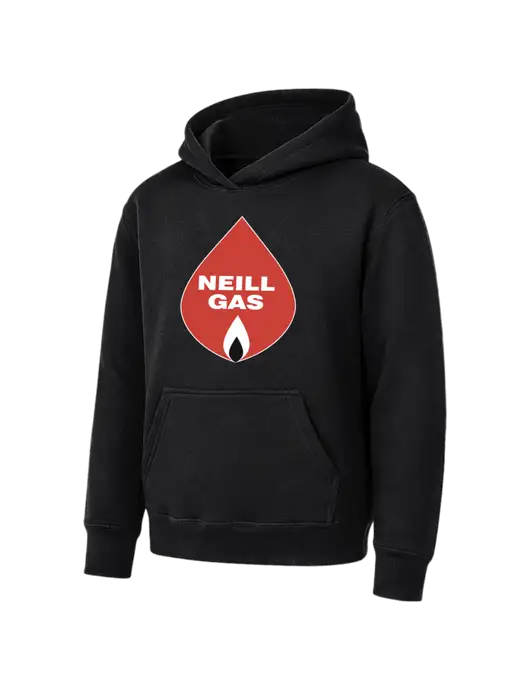 Youth Black 7.8 oz Pullover Hooded Sweatshirt w/Neill Gas Logo