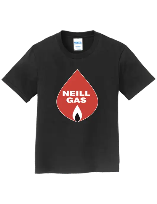 Youth Ring Spun Jet Black 4.5 oz T-Shirt w/Neill Gas Logo