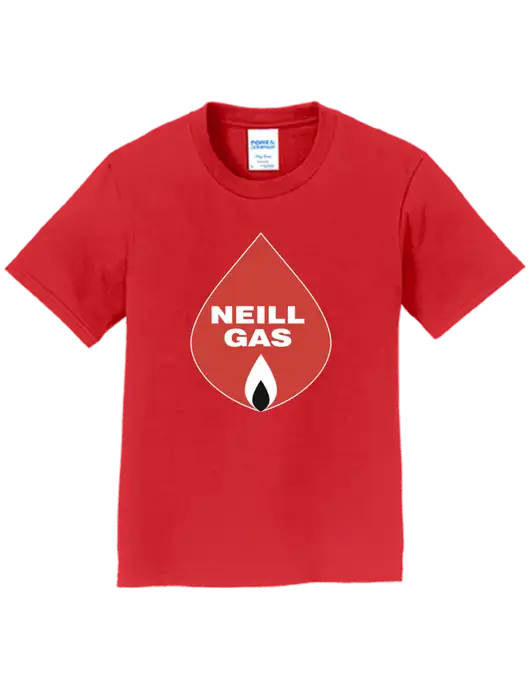 Youth Ring Spun Bright Red 4.5 oz T-Shirt w/Neill Gas Logo
