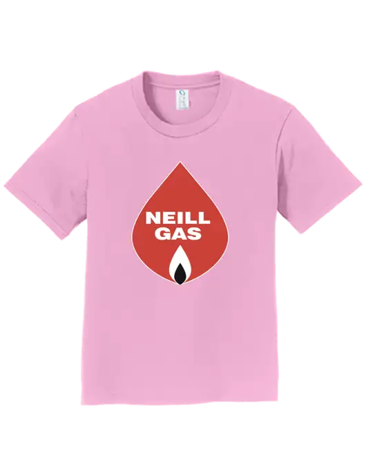 Youth Ring Spun Candy Pink 4.5 oz T-Shirt w/Neill Gas Logo